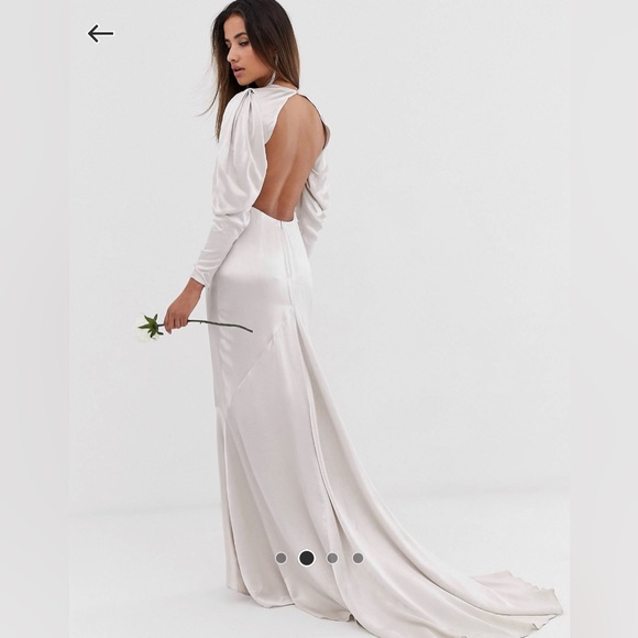 ASOS TALL Satin Fishtail Wedding Dress - Picture 2 of 6